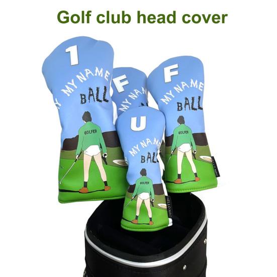 Fundas para palos de golf de piel sintética con estampado de dibujos animados, fundas híbridas para palos de golf, accesorios para driver y maderas de calle.
