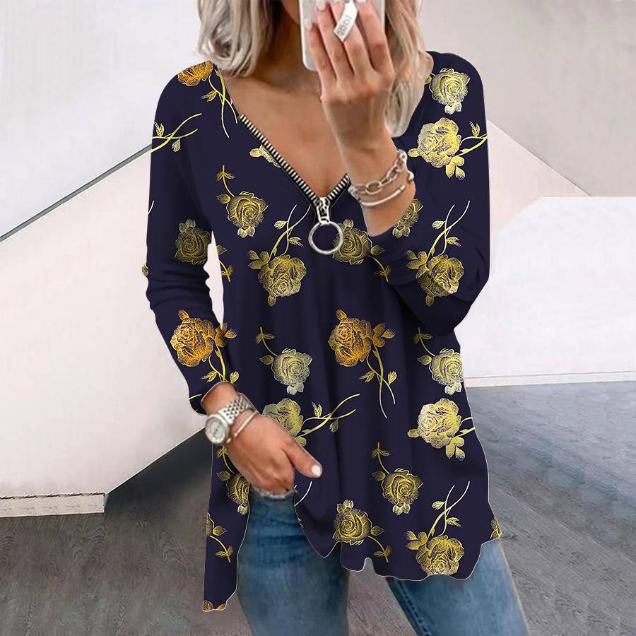 

Женские футболки с длинным рукавом с принтом с длинным рукавом с V-образным вырезом и футболкой больших размеров, удобные блузки