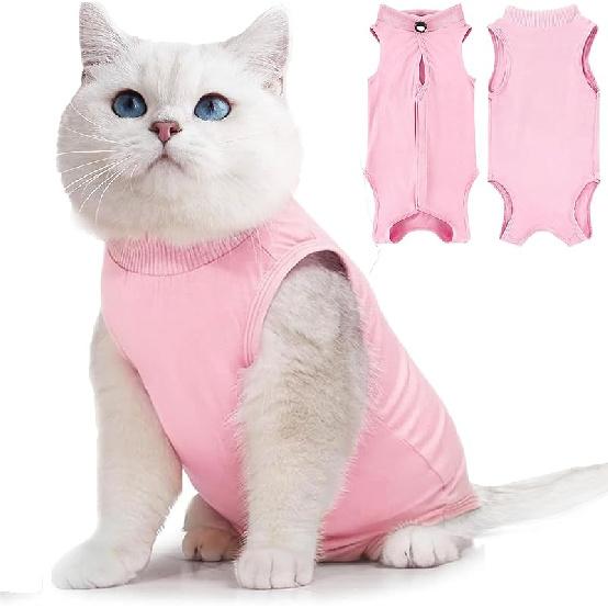 Katzen Genesungsanzug Weicher Katzen Operations-Genesungsanzug Katzen-Einteiler für Katzen nach der Operation, Kegel-E-Halsband-Alternative Leckschutz-Schutzanzug