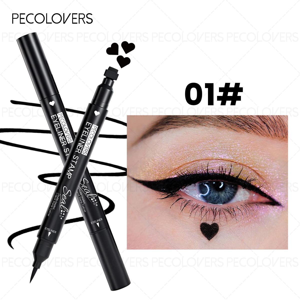 

1PC Double-ended Eyeliner - Waterproof, Contains Patterns Such As Stars/hearts/butterflies, Creating A Natural Matte Finish