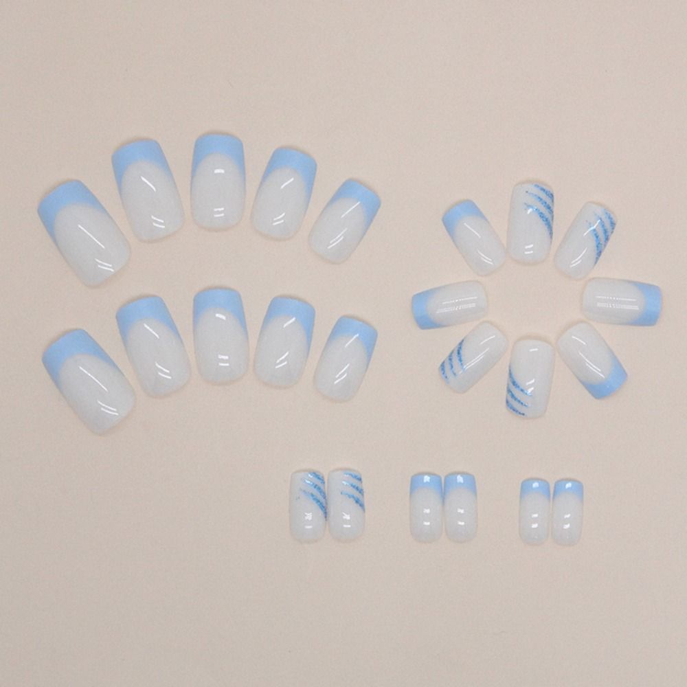 Pink Blue Fake Nials Long Square Press On Nails New Nail Tips  DIY