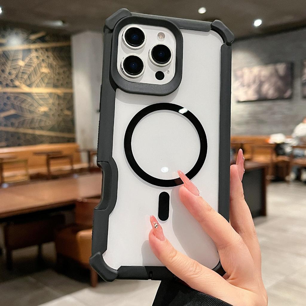 For iPhone 16 Pro Case Compatible with MagSafe Clear Anti Drop TPU+PC Phone Cover