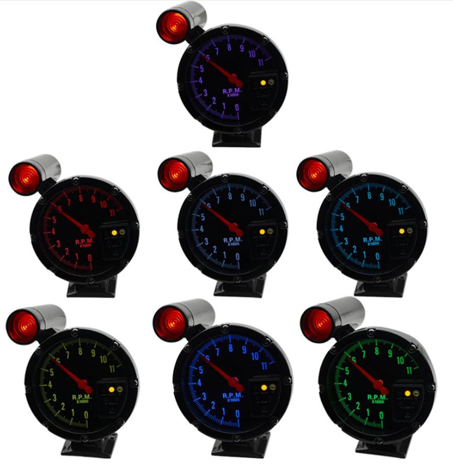 

5 Car RPM Tachometer Gauge 7Color Backlight LED Shift Light For 4/6/8 Cylinder