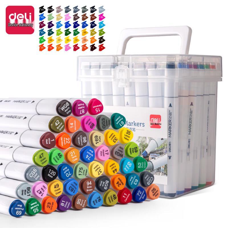 Deli 48-Color Dual Tip Alcohol Markers
