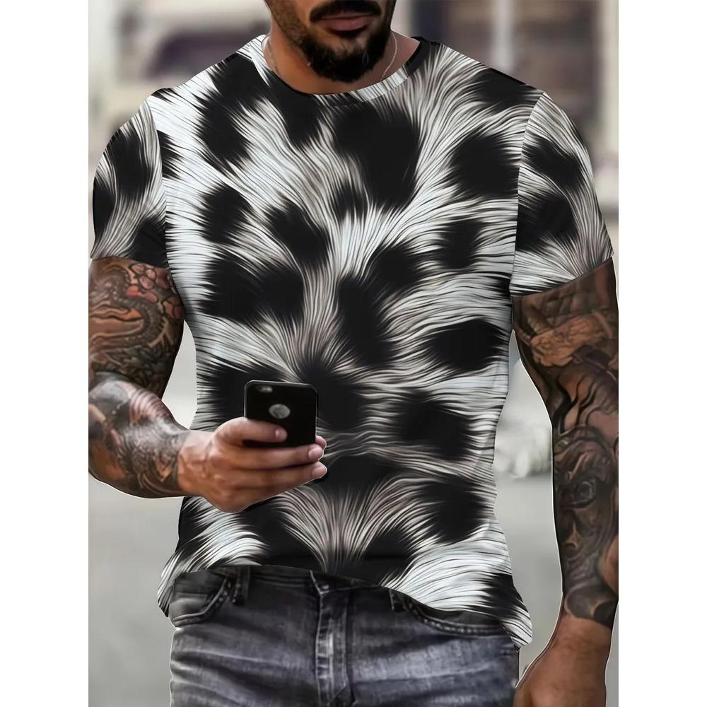 Fashionable Soft Comfortable Breathable Summer Men's T-shirt Colorful Retro Pattern Casual Sports Versatile Short Sleeved T-shirt