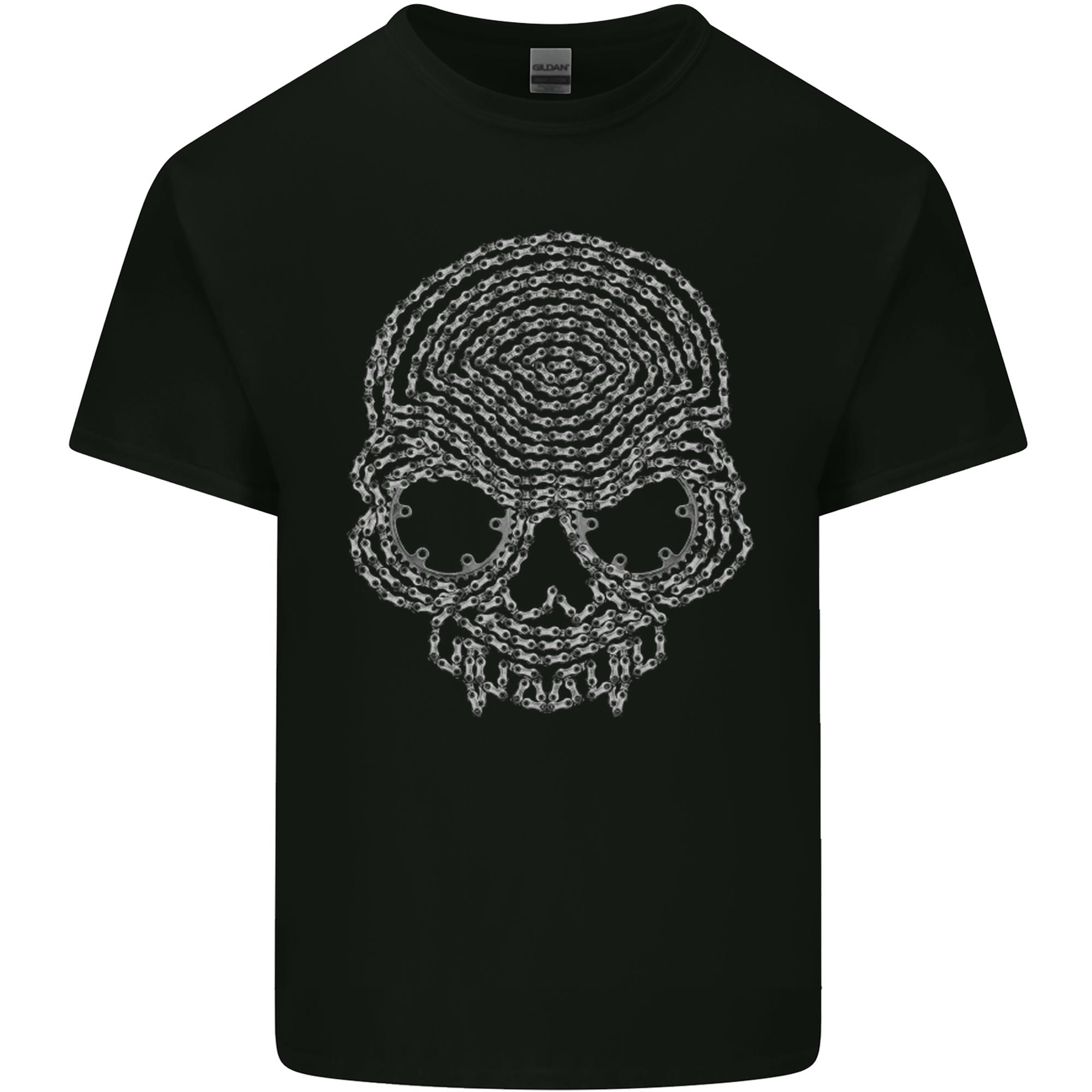 Skull of Chains Biker Motorcycle Motorbike Unisexs Light Cotton TShirt S
