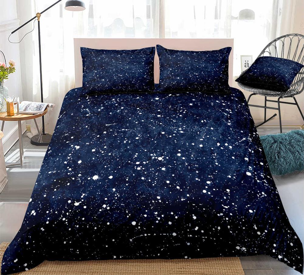 Starry Sky King Queen Duvet Cover Colorful Galaxy Bedding Set Outer Space 2/3pcs Quilt Cover Glitter Polyester Comforter Cover
