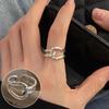 S925 Silverpläterad minimalistisk flerlagers öppen ring för kvinnor