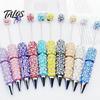 Faux Pearl Decorated Pen DIY Beadable Pen, Rhinestone Ballpoint Fancy Glitter Creative for Crafting, Student Stationery Office Writing Tools Crafts