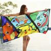 Retro Pokemon Starters Beach Towel, Microfiber Quick Dry Breathable Large Size,Poolside Vacation Bathroom, Pikachu Print Towel