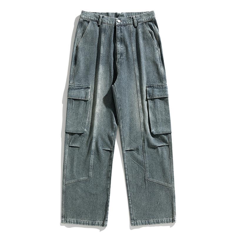

Мужские уличные ретро-джинсы для работы, новинка лета для мужчин, модный бренд, персонализированные прямые свободные брюки XXXL