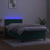 Vidaxl Łóżko Kontynentalne Z Materacem I Led Zielony Aksamit 90X190 Cm