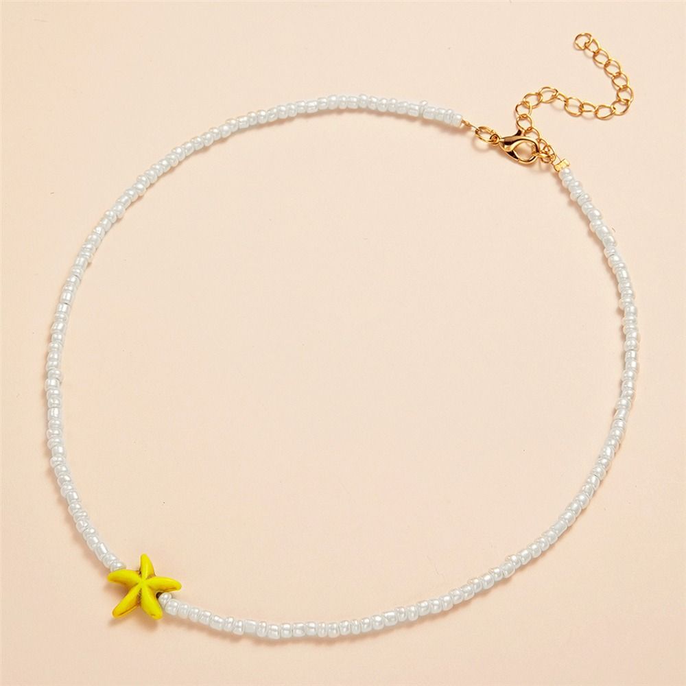 Short Starfish Pendant Necklace Bohemian Handmade Necklace Shell Choker Necklace  for Women