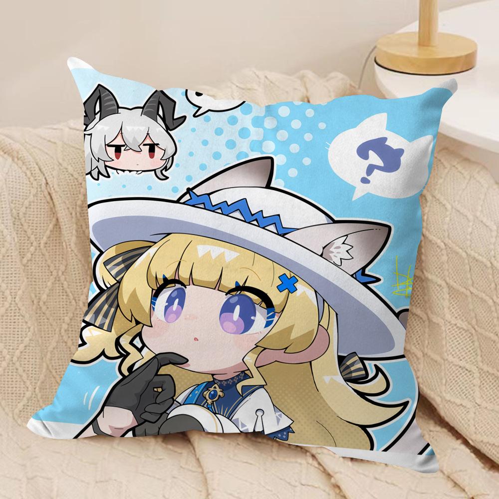 Phoebe cute wuthering waves Cushion Cover Silky Short Plush Invisible Zipper Dustproof Sofa Pillow Case for Home Decor