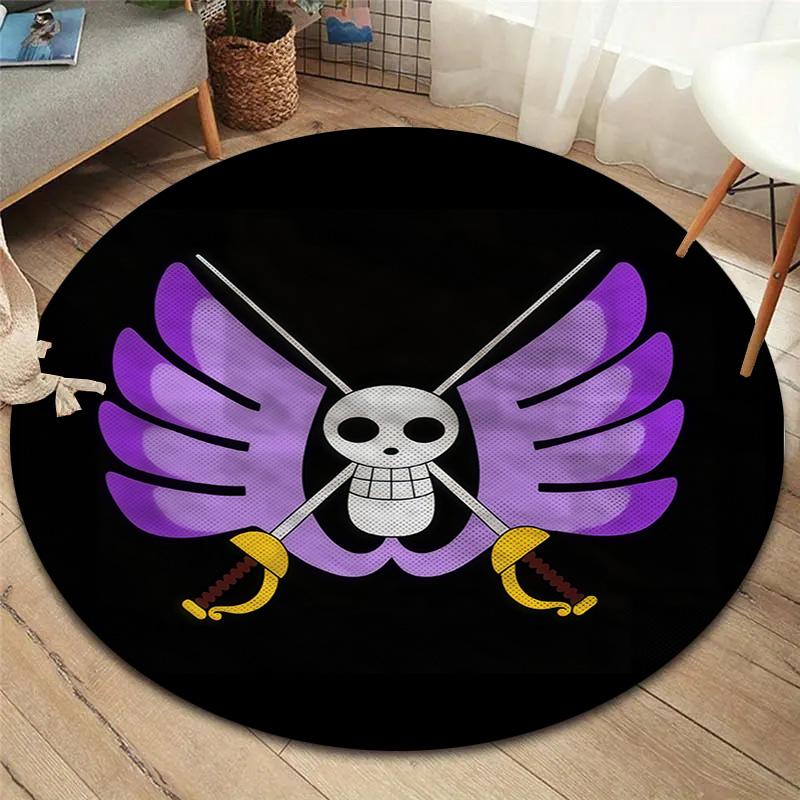 One Piece Logo Round Area Rug Carpet Rug For Living Room Bedroom Sofa Playroom Decor Nonslip Floor Mat