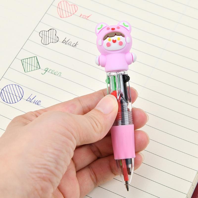 Multicolored Ballpoint Pen 4-Color-in-1 Writing Pens Retractable Ballpoint Pens for Note Taking Journaling