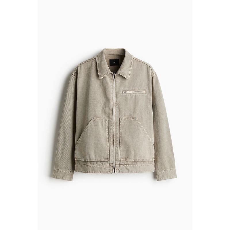 

HM Men s Clothing Jacket 2025 Fall New Arrival Harrington Jacket Loose Long-Sleeve Zipper Denim Outwear 1265247