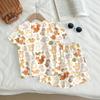 Kids Casual Short Sleeve Top and Shorts Set Animal Print Soft Comfortable Lightweight Summer Outfit for Boys and Girls