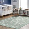 Bunny In The Forest Green Baby Room Rug Kids Room  Handmade Kid's Carpets Handmade Kids Room Rug Cute Rabbit Baby Rugs