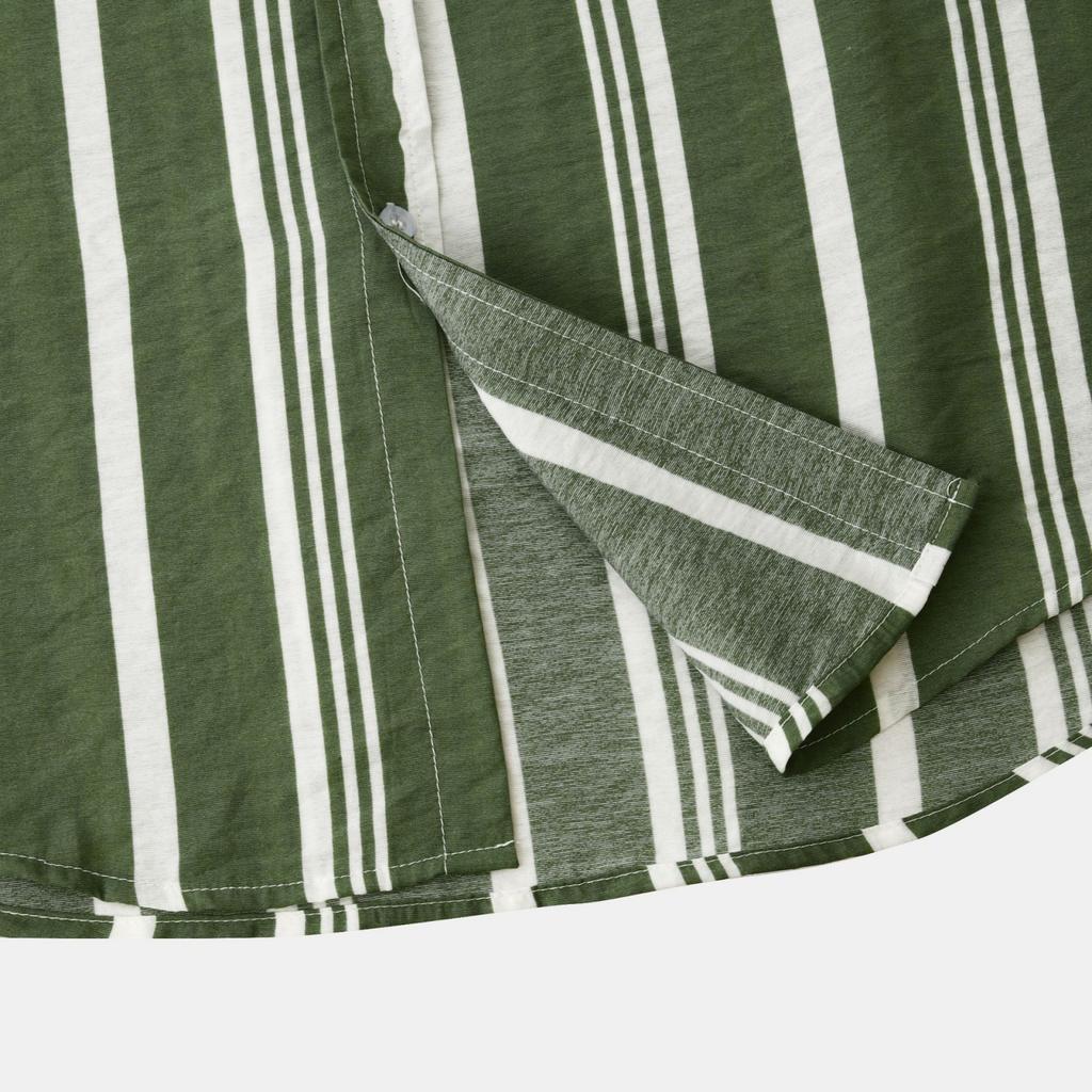 Men's Casual Short Sleeve Button Down Shirt Lightweight Breathable Striped Polo Collar Shirt Suitable for Vacation and Sports Wear
