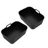 2 Pack Reusable Rectangular Shape Baskets Silicone Liners Set Oven Safe Cooking Mats Air Fryers Basket for Cooking Use