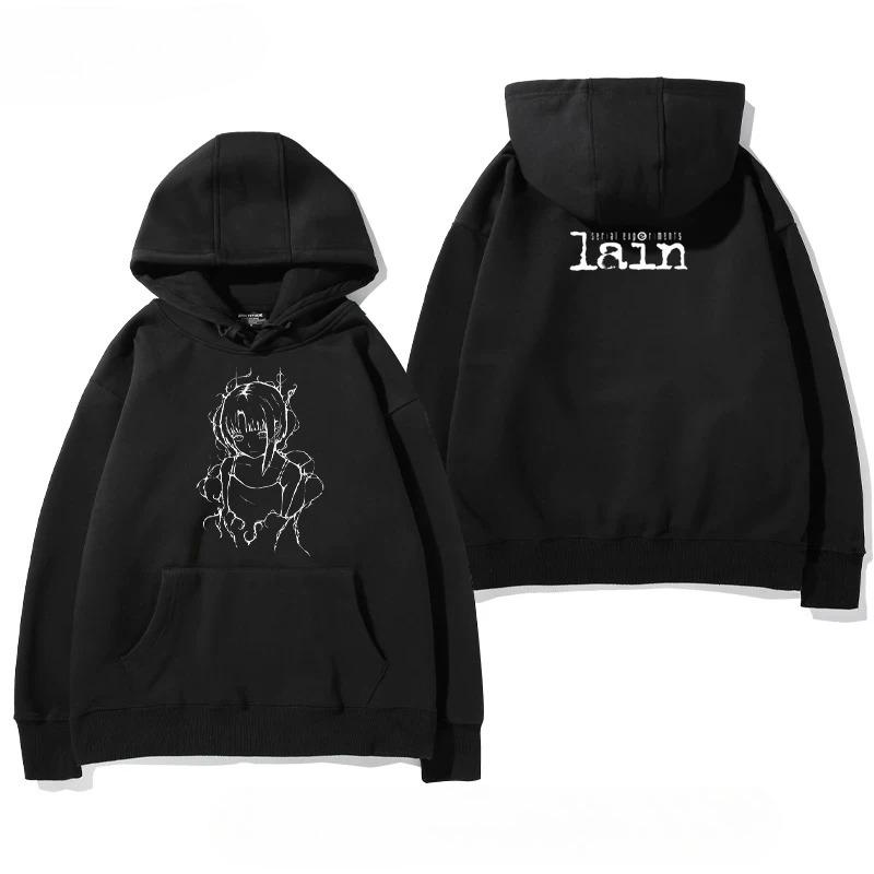 Serial Experiments Lain Funny Hoodie Hip Hop Graphic Sweatshirt Poleron Hombre Streetwear Harajuku Tracksuit Oversized Clothes