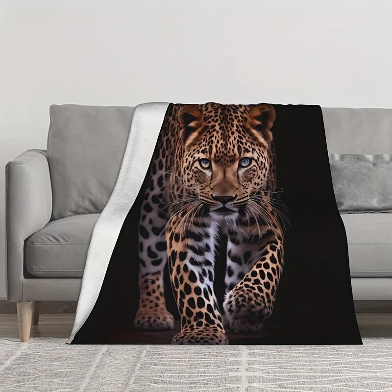 Leopardenmuster Flanelldecke – Weiche Moderne Überwurfdecke – Stilvoller Reisebegleiter – Bequeme Allzweckdecke