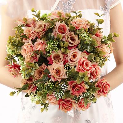 Seta artificiale 1 mazzo di rose arricciate bouquet floreale tavolo casa decorazioni per matrimoni fiori finti artigianato decorazioni per feste