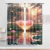 2PCS Lotus Pond Heart Rhyme Music Symbol Curtains   Sweet Wind   Bedroom and Living Room   Drawbar Pocket Decorative Curtains
