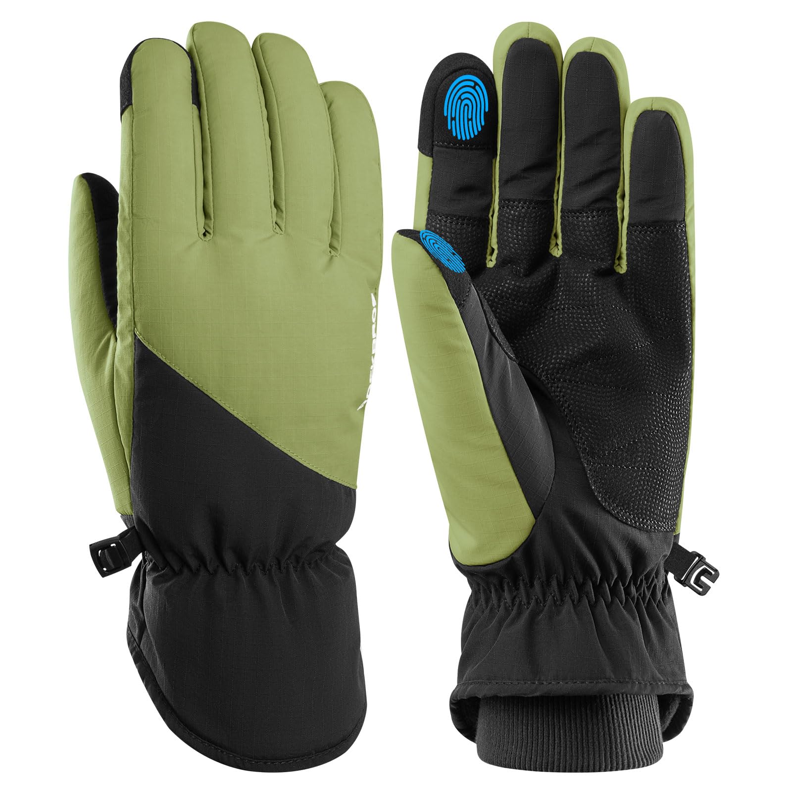 

ROCKBROS Cycling Cold Road Bike Smartphone for and Autumn and and Size Gloves, Winter, Weather, Gloves, Fleece-Lined, Compatible, Warm, Thick, зелёный