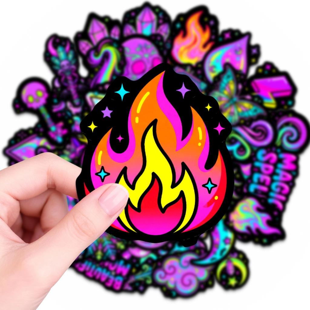 50 Gothic Neon Stickers Luggage Decorative Water Cup Diy Creative Pp Stickers Stickers