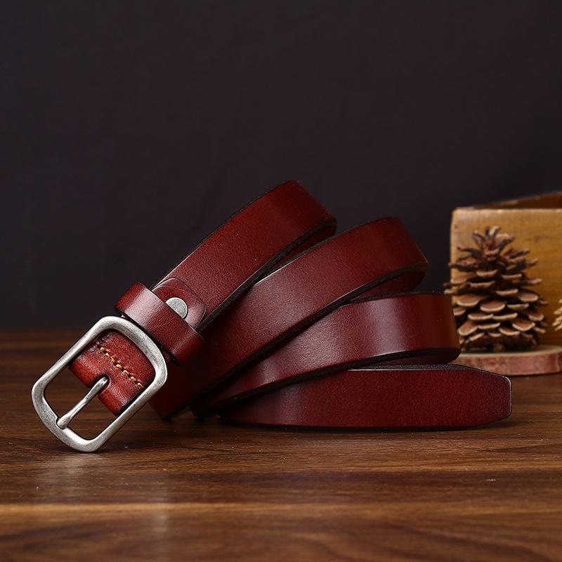 2.3Cm Wide Retro Casual Leather First Layer Cowhide Belt Women'S Fashion Simple Versatile Jeans Belt Women'S