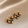 Fan Flower Bamboo Tassel Earrings Trend Ear Hook National Style Temperament High-end Earrings