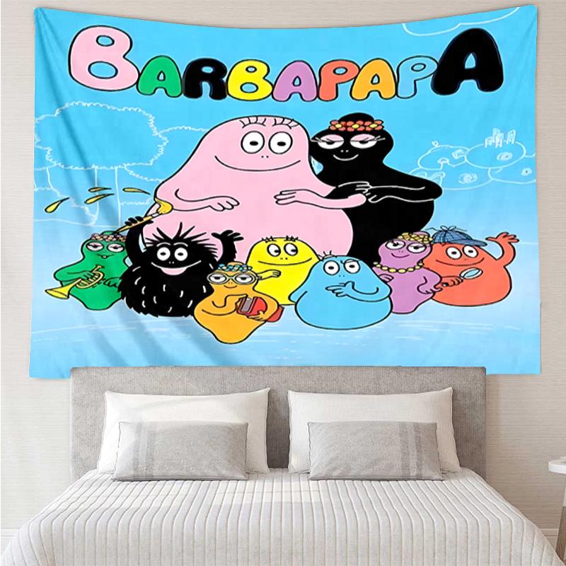 Barbapapa1 Tapestry for Bedroom Aesthetic Classroom Tapestries Wall Hanging for Living Room Dorm Office,Ideal Creative Gift