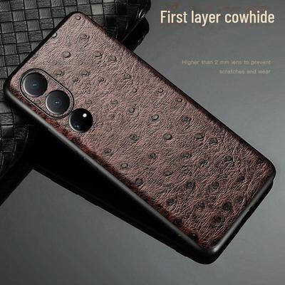Honor Play 40 Ostrich Pattern Genuine Leather Protective Cover - All-inclusive Cowhide Shell for Play 40 and 40Plus.