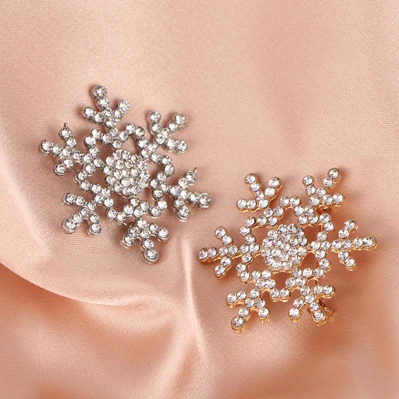 Strassprydd Snöflinga Vinter Dam Mode Brosch Glittrande Kristall Broschnålar Smycken Broscher Dam Julklapp
