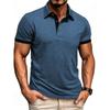 Men's Light Blue Contrast Trim Polo Shirt Short Sleeve Slim Fit Golf Shirt