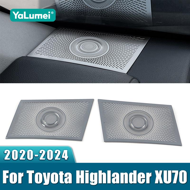 For Toyota Highlander XU70 Kluger -  2024 Stainless Car Front Dashboard Vent Sound Speaker Cover Air Trims Stickers