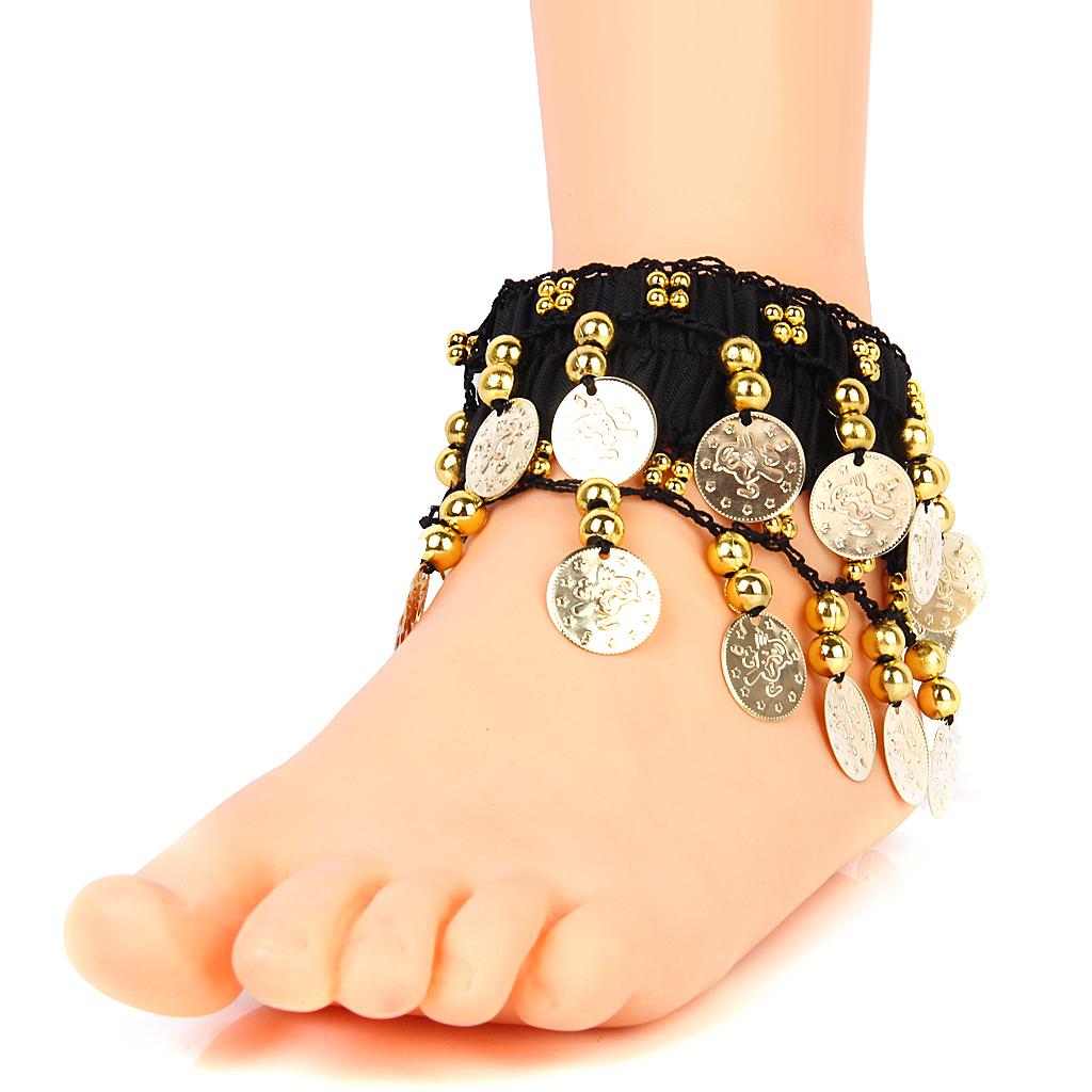 Belly Dance Dancing Anklet Waist Bracelet Cuff Chain Coins Beads Jewelry
