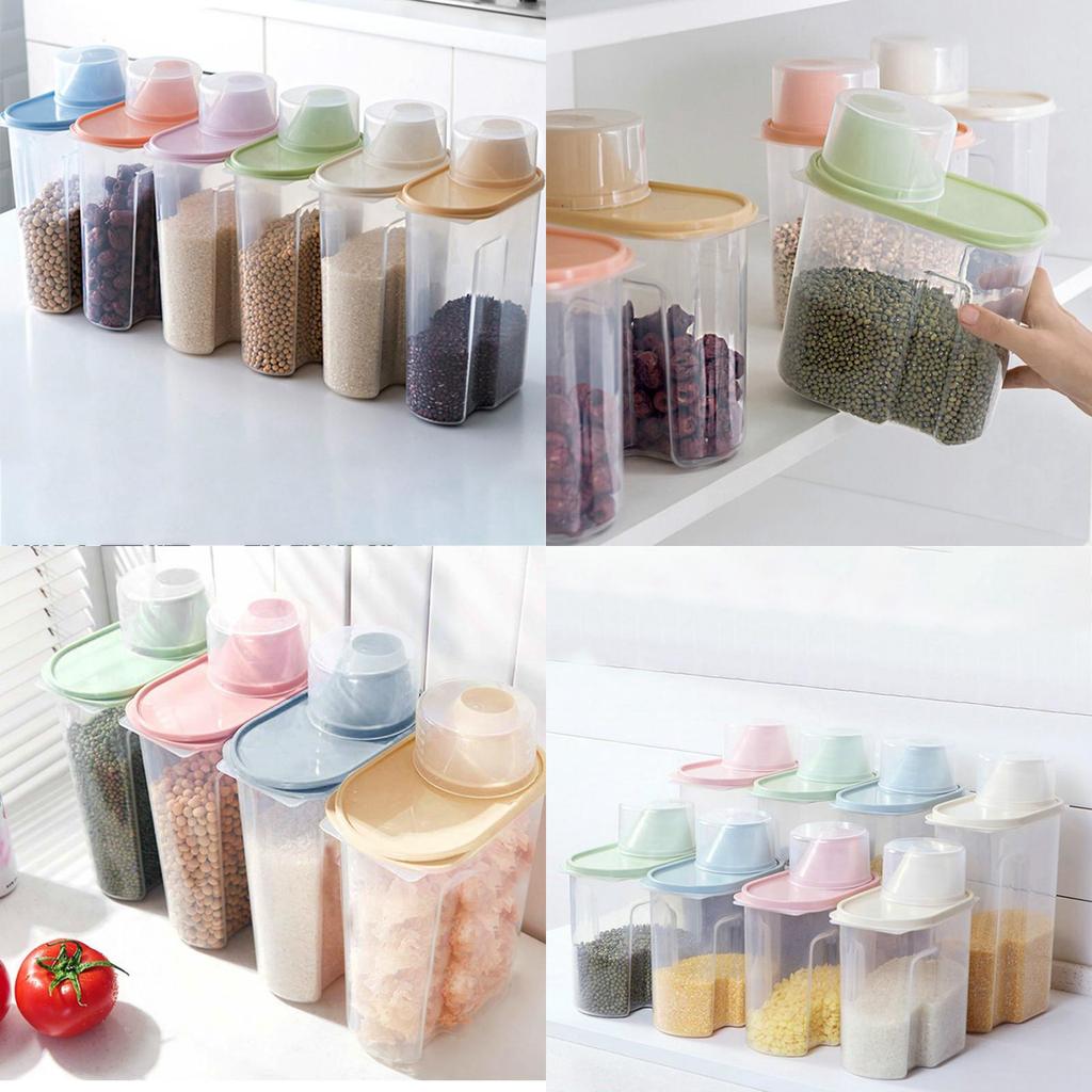Recipiente Duráveis e Transparentes 4x Dispensador de Cereais para Armazenamento de Alimentos Secos 2.5l