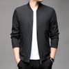 Spring Autumn Men's Baseball Collar Smart Casual Jacket Men Solid Striped Fashion Windproof Zippers Jackets Men Outerwear
