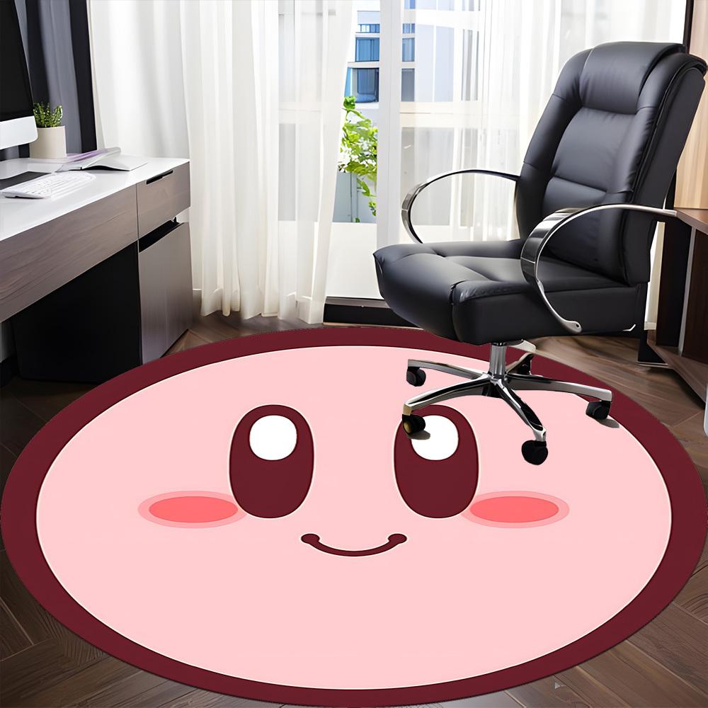 1pc Kawaii Kirby Office Round Area Rug, Indoor Mat Suitable For Office,Bedroom Living Room Home Decor, Room Deco a0926031