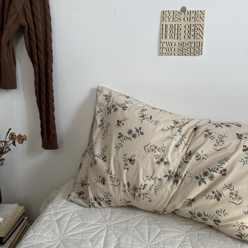 Solid Color Striped Pure Cotton Pillowcase (Single Piece)