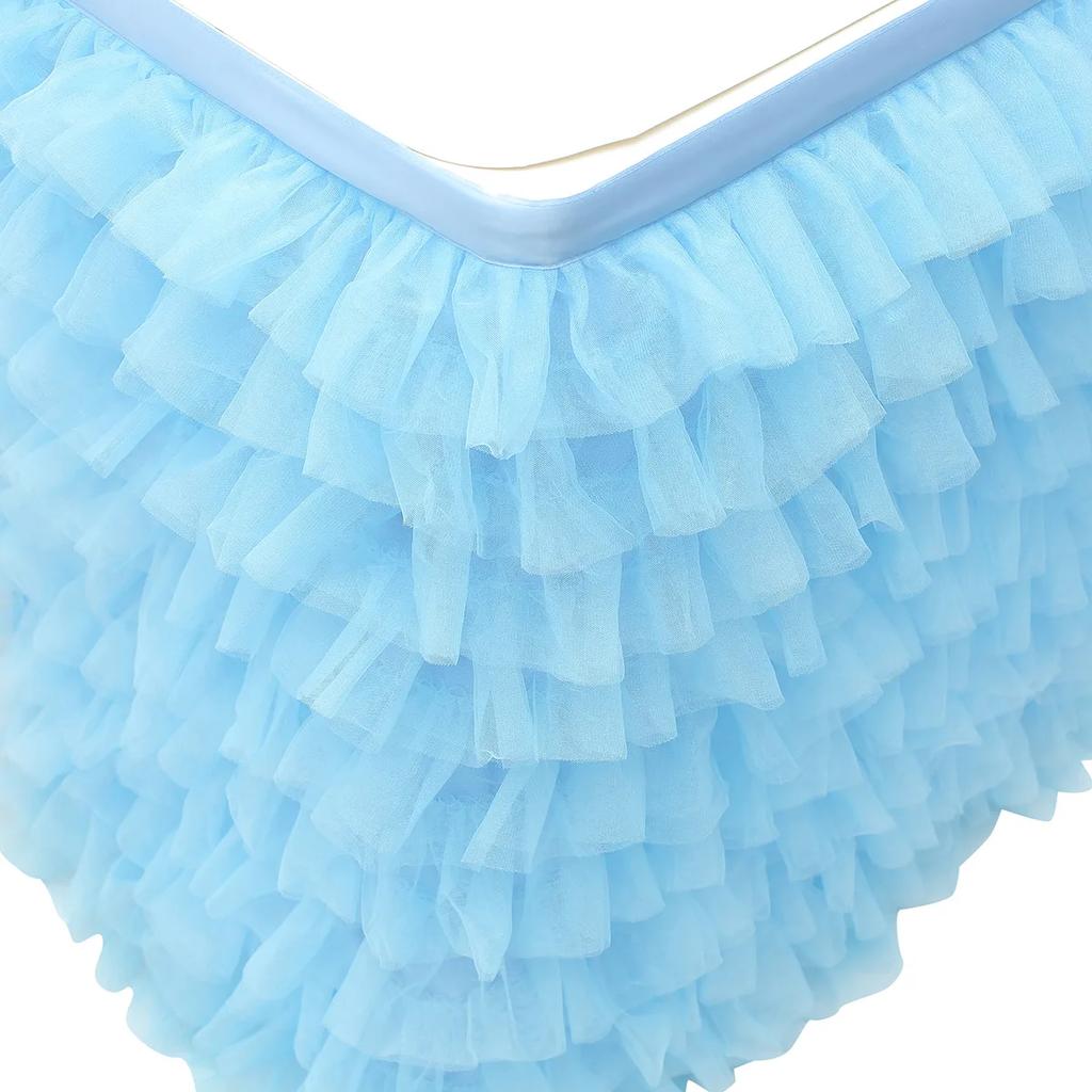 Multilayer Bright Tulle Table Skirt For Rectangle /Round Table, 6/9FT Cake Table Skirt For Birthday Wedding Banquet Table Decor