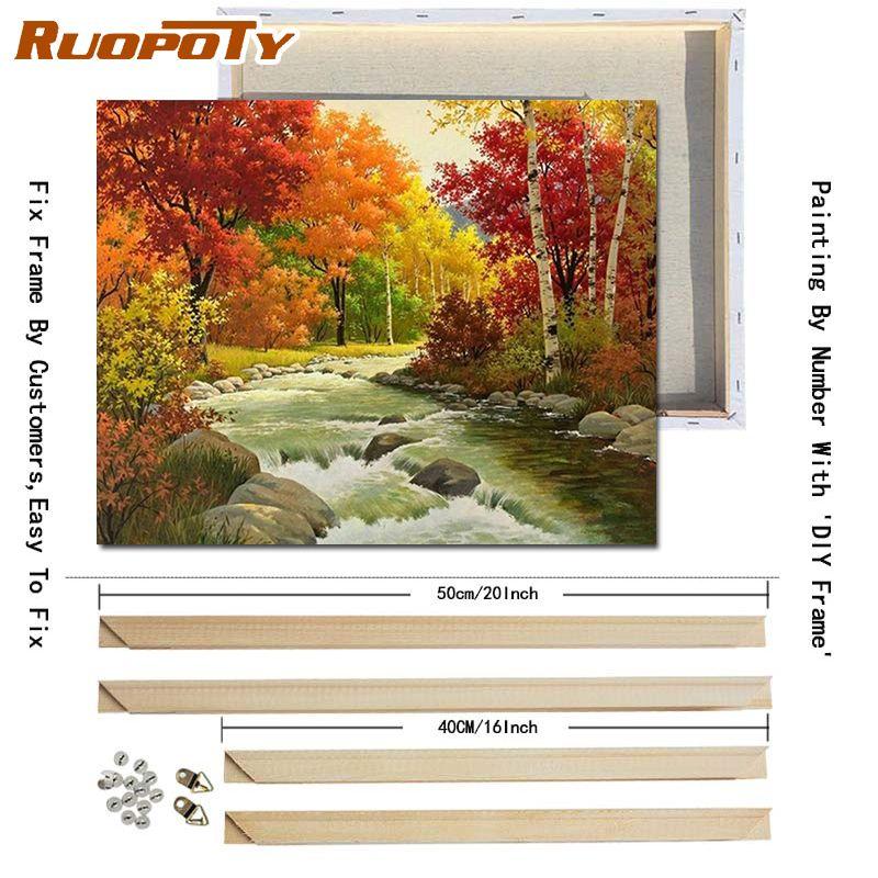 RUOPOTY Flower Scenery Diy Frame Painting By Numbers Acrylic Wall Art Landscape Canvas Painting Modern Oil Painting 40x50cm