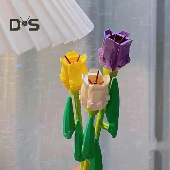 Feine Verarbeitung: Montieren Sie gefälschte Blumen, Anti-Fall-Fancy-Bausteine, Blumenstrauß, Rose