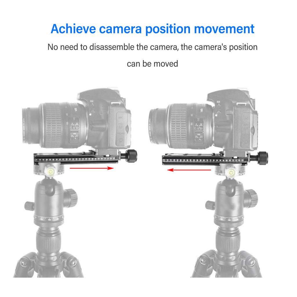 Camera Rail Nodal Slide 150mm Snelontgrendelingsplaat Klem met 1/4in Schroefgat Ingebouwde Waterpas Compatibel voor Arca
