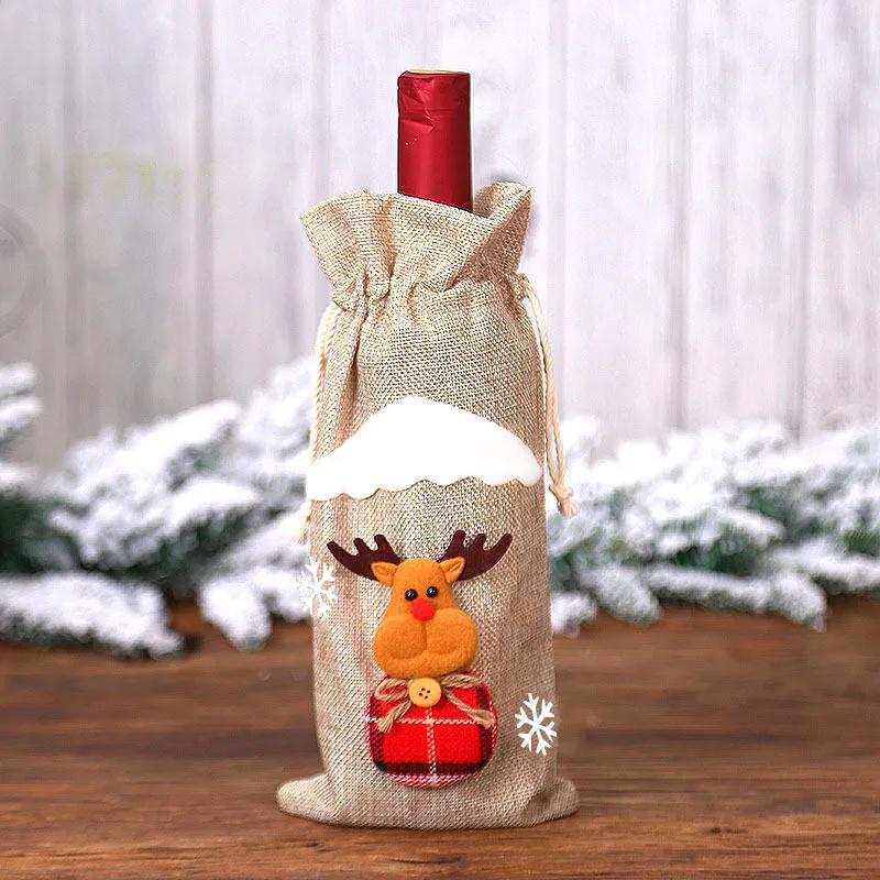

Christmas Linen Santa Claus Snowman Wine Bottle Cover Merry Christmas Table Decorations For Home Xmas Ornaments Navidad Supplies