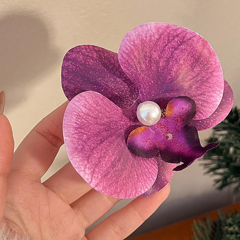 Fashion Elegant Orchid Duckbill Clip Seaside Vacation Bangs Clip Vintage Rustic Hair Accessories