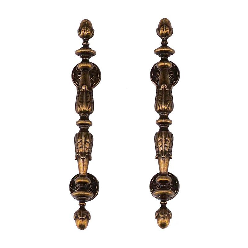 1 Pair 1/12 Scale Miniature Door Handles Dollhouse Mini Furniture Retro Door Handle Model DIY Dollhouse Metal Accessories